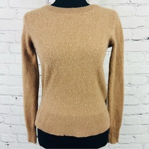 HALOGEN CREW NECK BEIGE 100% CASHMERE SWEATER SIZE (S)
